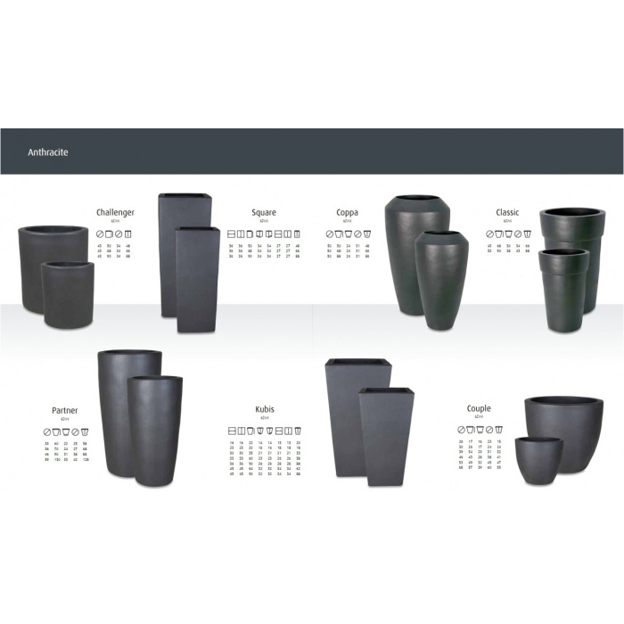 Partner extra antracit kerámia kaspó